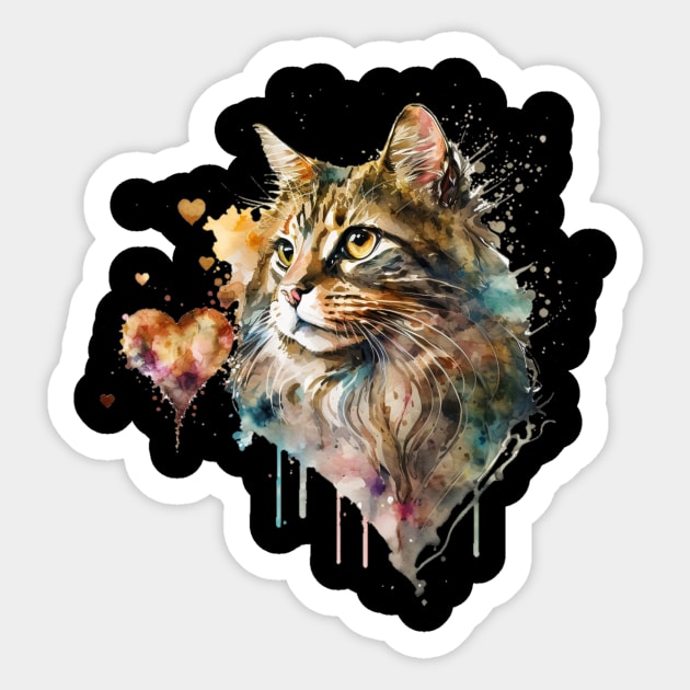 A Cat and Heart Symbolize Love Sticker by KhaledAhmed6249